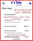 Visible Wireless (verizon) $5 First Month, Use FREE Code: 3M69SR3 at visible.com
