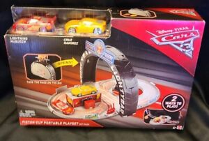 Disney Pixar Cars 3 Piston Cup Portable Playset Includes 2 cars- 2016 New