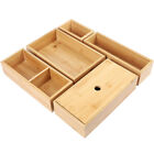 5PCS Bamboo Kitchen Drawer Organizer Storage Box Bin Drawer Bathroom Utensils