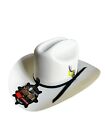Men's Western Cowboy Hat Tejana Sombrero Blanco Vaquero Mexicano Con Pluma
