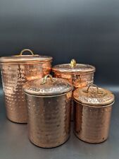 ODI Hammered Copper Canister Set 4 Stainless Steel Interior Brass Handles India
