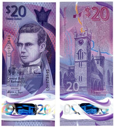2022 Barbados 20 Dollar Banknote P83 UNC Polymer