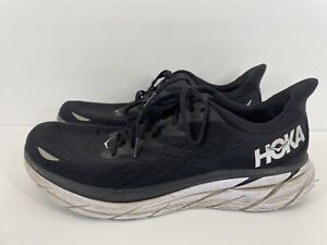 Hoka One One Men’s Clifton 8 Black White Size 12D Running Shoes Jogging 112