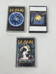 Def Leppard Lot of 3 Tested Cassette Tapes: Pyromania Hysteria Adrenalize