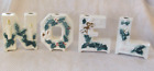 Vintage Lipper Mann NOEL Letters Ceramic Candle Holder Japan Christmas White MCM