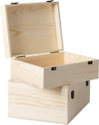 2 Pack Unfinished Wood Box with Lid Large Wooden Box( 14