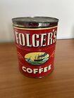 Vintage Large Folgers Coffee Can Tin Clipper Ship With Lid