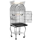 63.9'' Rolling Bird Cage Wrought Iron Top Open Large Parrot Cage w/Rolling Stand