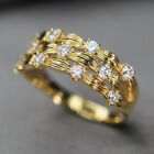 Fashion 18k Yellow Gold Plated Ring Cubic Zircon Wedding Band Jewelry Size 6-10