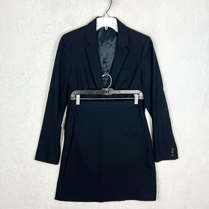 Uniqlo Womens Skirt Suit Size Medium Navy Blue Jacket Blazer Striped Straight