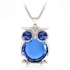 Fashion Women Long Sweater Chain Crystal Silver Owl Pendant Necklace