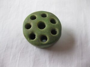 Vintage Matte Green Art Pottery 8 Hole Flower Frog Weller Roseville McCoy ?