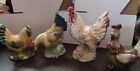 Small Ceramic Roosters Lot Of 4 Painted Figurines Decorative Farmhouse