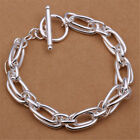 925 Sterling Silver Vintage Thick Chain Bracelet Elegant Stylish Unique Bangles