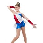 Star Spangled Adult 2XL Dance Costume Boy Shorts Unitard Baton Twirl 4th Of July