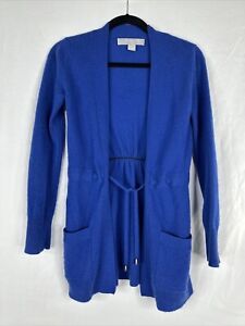 Sophia Milano Cashmere Cardigan Sweater Womens Size XS Blue Long Sleeve Tie