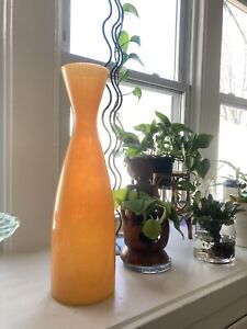 Large Orange Art Glass Vase