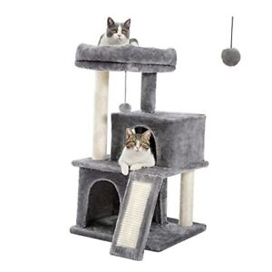Cat Tree Multilevel Cat Tower with Double Condos, Spacious 34 Inches Gray