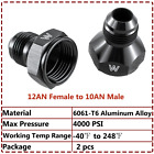 2x 12AN Female to 10AN Male Flare Reducer Fitting Fuel Cell Bulkhead Adapter