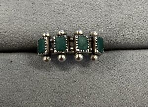 Vintage Navajo Sterling Silver Fred Harvey Turquoise Ring 6.25