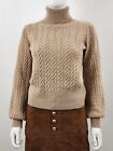 Magaschoni Brown Cable Knit Cashmere Turtleneck Sweater Size Small