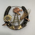 New ListingHorseshoe Windmill Wheat Flower Metal Copper Art Sculpture Handcrafted