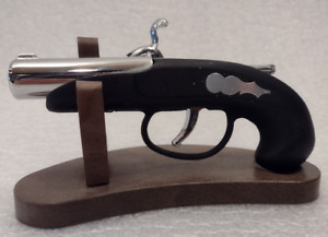 Vintage Flintlock Pistol Gun Style Cigarette Lighter With Wooden Stand Japan
