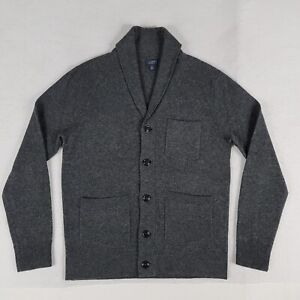 J. Crew Cardigan Sweater Mens Small Gray Button Up Shawl Collar Lambswool Knit