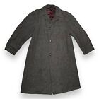 Vintage Harris Tweed Long Coat Trench Overcoat Men's Handwoven Wool Gray Red