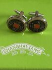New ListingNIB Shanghai Tang Men's Chinese Coin Cufflinks & Silk Lined Silver Star Box Gift