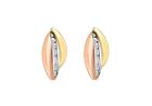 Clear Stone Russian Earrings 9ct 3 Colour Gold