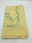 Gorgeous Embroidered Yellow Tablecloth Springtime Easter Flowers EUC 52