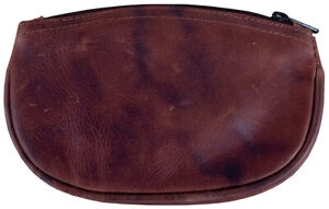 Brown Leather Full Size Tobacco Pouch with Zipper Holds 2 oz Pipe Tobacco - 9301