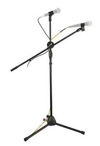 Rockville GIGSTAND DUAL Microphone Stand with (2) Mic Clips and Detachable Boom