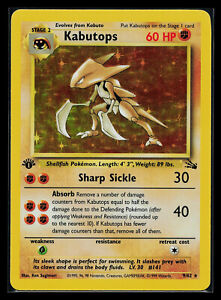 Pokemon Card - 1st Edition Kabutops Fossil 9/62 Holo Rare