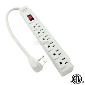 6 Outlet Power Electrical Wall Plug Socket Surge Protector Strip Switch 1.5ft