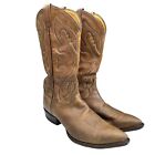 Tony Lama Brown Leather Embroidered Cowboy Western Boots Pointed Toe Men's 10 D