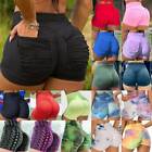 Women's High Waist Yoga Shorts Push Up Ruched Booty Hot Pants Fitness Workout M