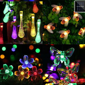 Solar String Lights Bee Flowers Drips Butterfly LED Fairy Decor Lights Garden US