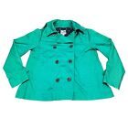 JCP Teal 100% Cotton Jacket Lightweight Coat Double Breasted Mini Trench Size M