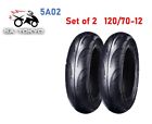 5A02 120/70-12 Set of 2 Scooter Tubeless Tire 51L Front/Rear Motorcycle/Moped