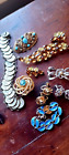 vintage lot 2 bracelets-3 brooches w/ matching earrings-czech brooch jewelry