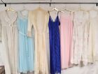 LOT OF 140 VINTAGE FULL SLIPS NIGHTGOWNS CAMISOLES NYLON LACE SILKY LINGERIE