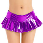 Women's Glossy Shiny Mini Skirt Pleated Super Short Skirts Rave Dance Clubwear