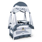 Costway 4 in 1 Portable Baby Playard Crib Bassinet Bed w/ Table Canopy Music Box