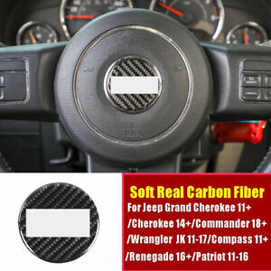 For Jeep Grand Cherokee 2014+ Wrangler JK 11-17 Carbon Fiber Steering Wheel Trim