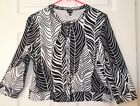 Rafaella Petite Cropped Cotton Knit Cardigan SzPL Bold Black/White print 3/4 slv