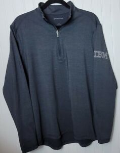 IBM Quarter Zip Pull Over Sweatshirt Gray Men's Medium