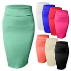 Women's High Waisted Fitted Stretch Bodycon Plain Midi Pencil Skirt [NEWSK10]