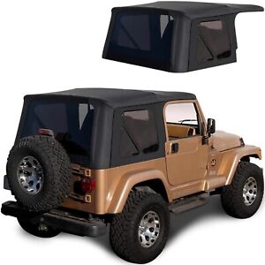 Jeep Wrangler TJ Soft top Replacement, 1997-2006, w/ Tinted Windows, Black Denim (For: 1997 Jeep Wrangler)